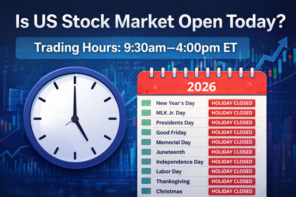 Is US stock market open today trading hours and 2026 holiday calendar guide